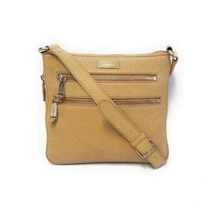 Cole Haan Peebled Leather Crossbody Bag in Beige Tan